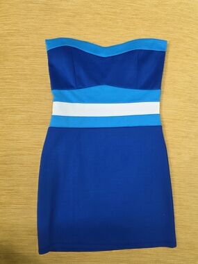 5th Culture Strapless Blue & Aqua Colorblock Bodycon Dress Small/medium Stretch